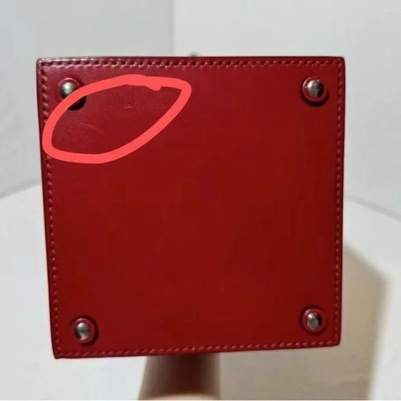 AUTHENTIC Moynat Calfskin Mini Vanity Case Clutch Red